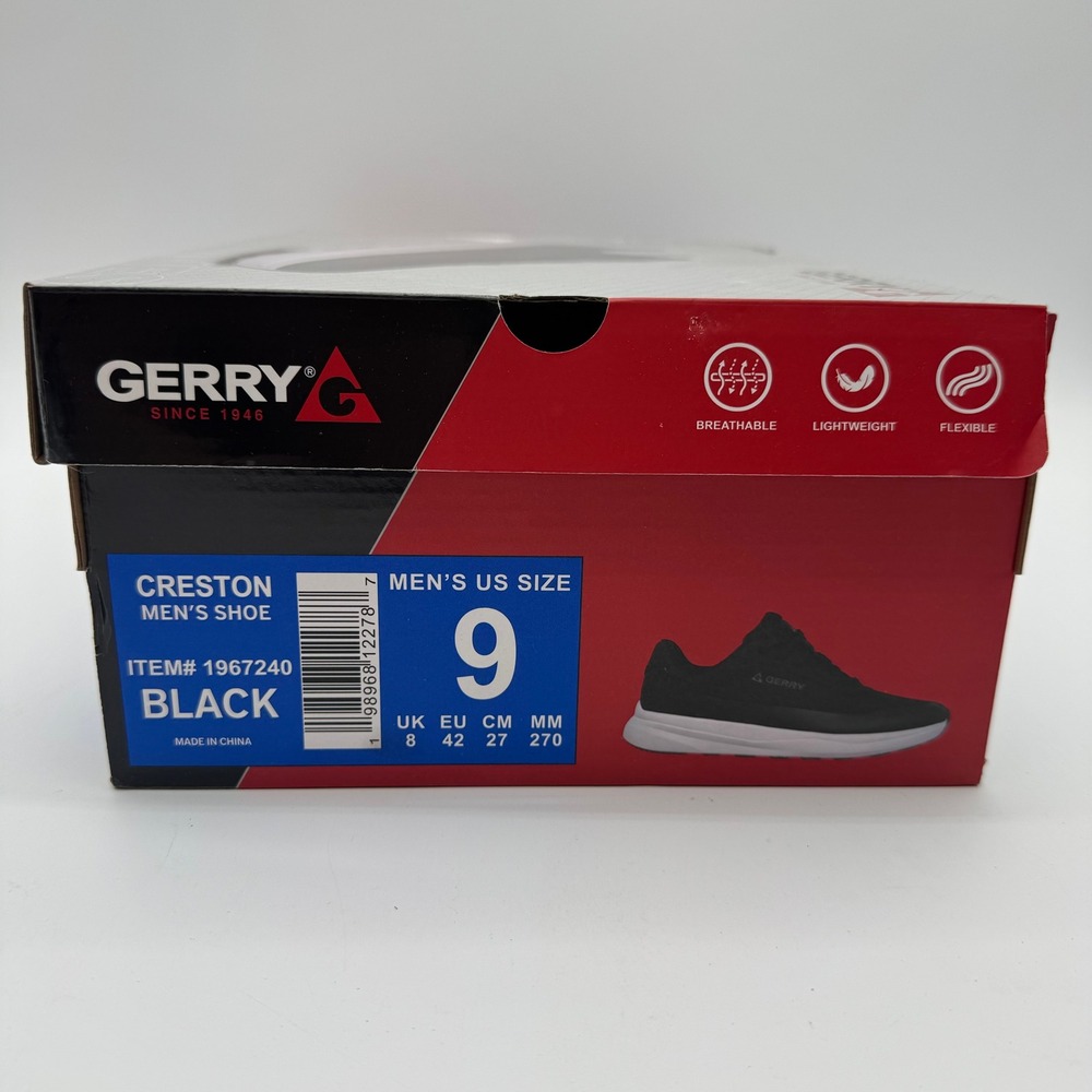 Gerry Creston Mens Athletic Sneakers Black Lightweight Lace Up Shoes Size 9 - Picture 8 of 8